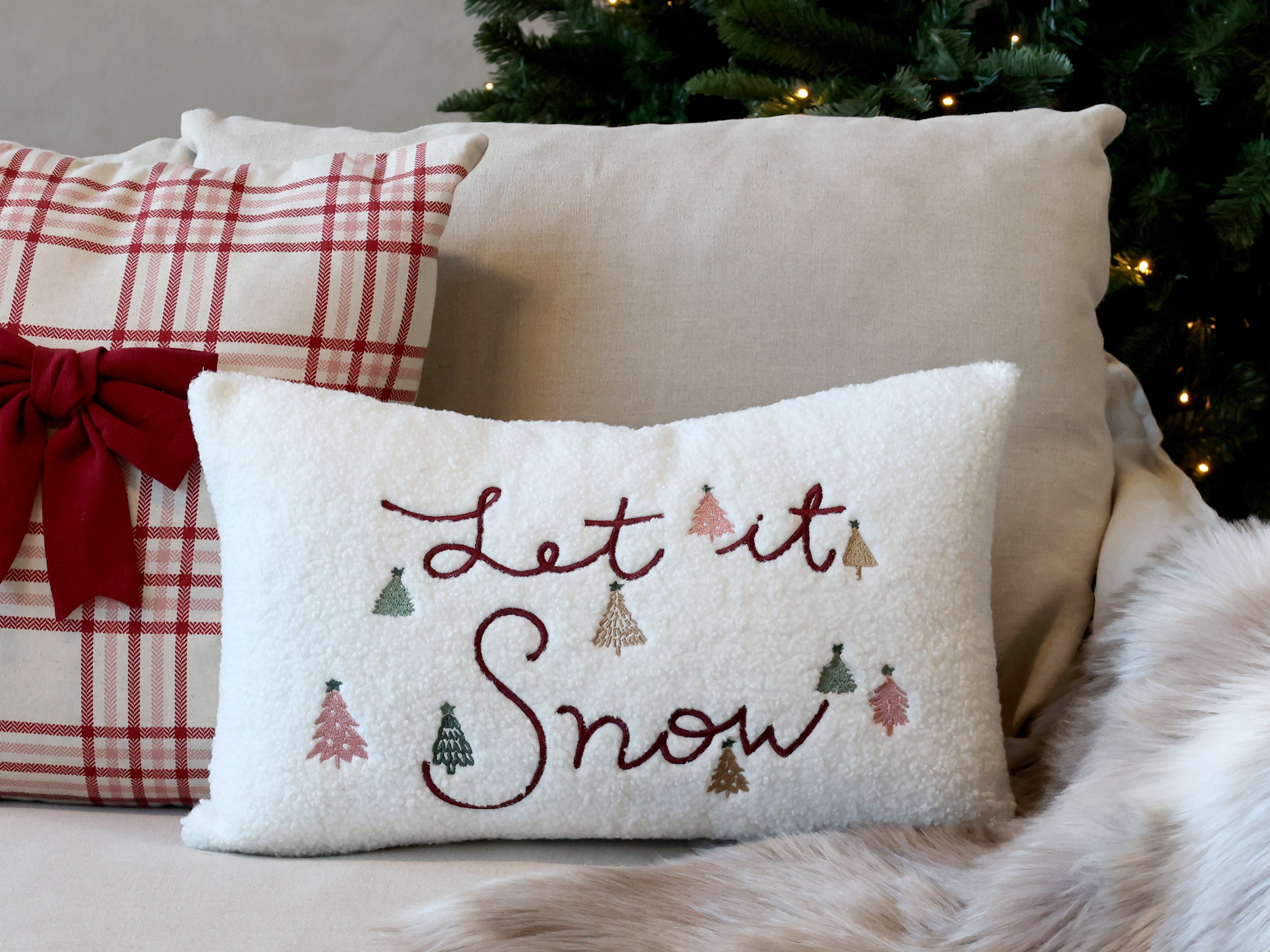 Let It Snow boucle cushion