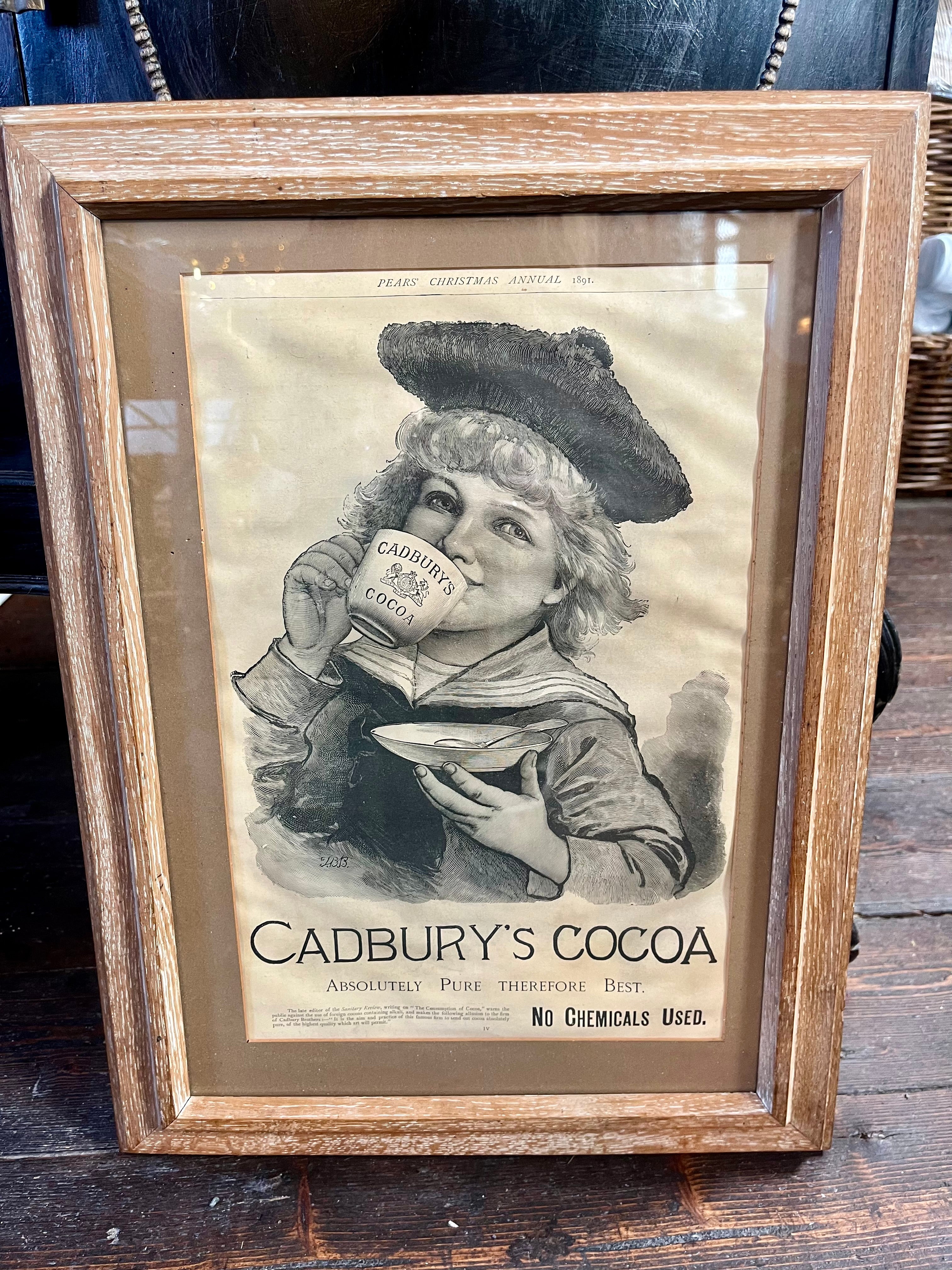 Original Vintage Cadbury’s Cocoa print in frame