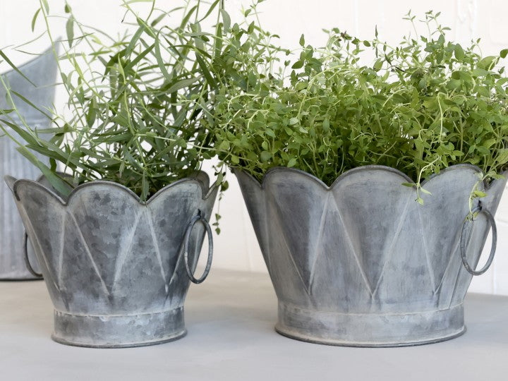 Zinc planter with arches - large