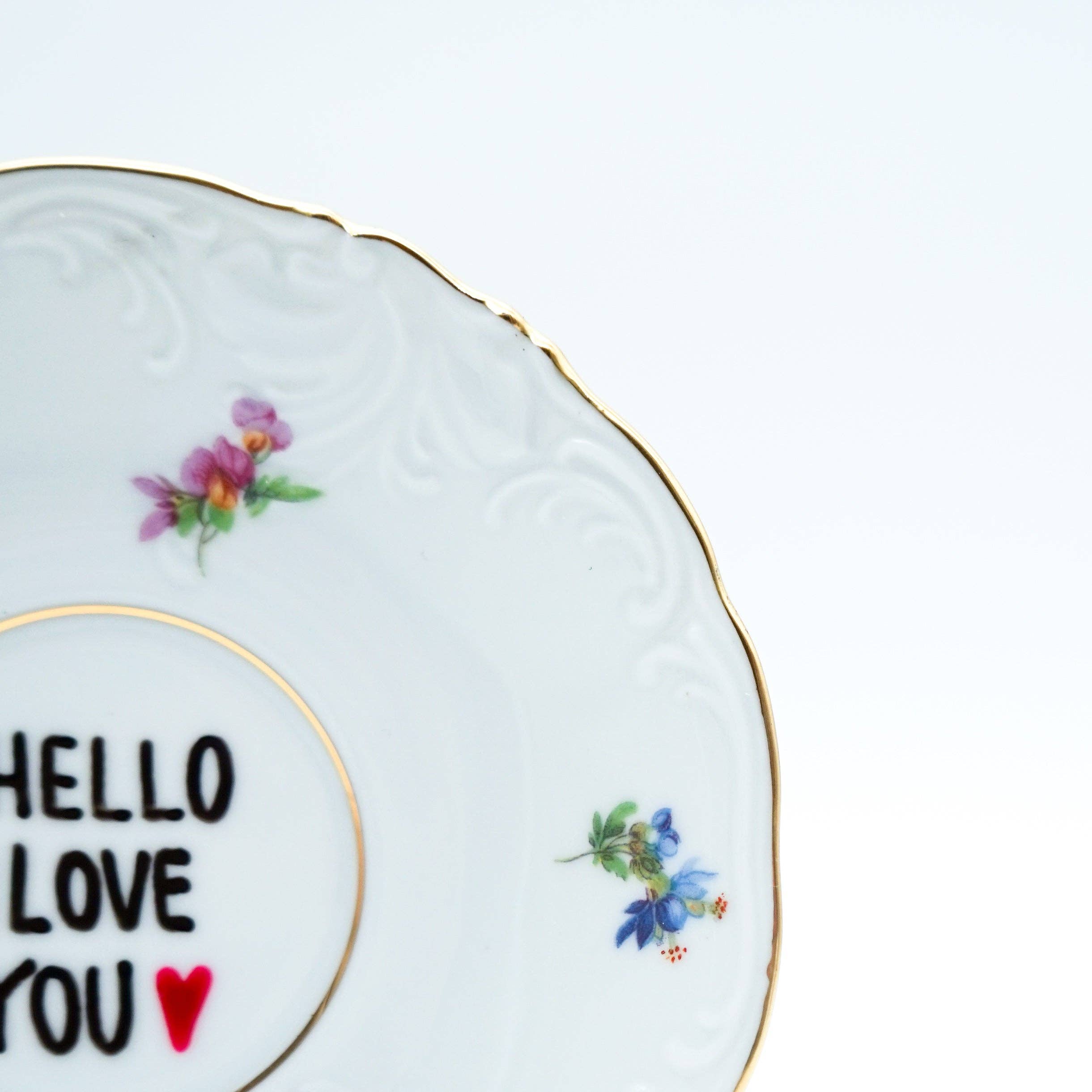 Vintage mini HELLO, I LOVE YOU wall plate