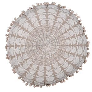 Cream round mandala cushion