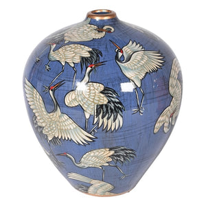 Handpainted storks vase