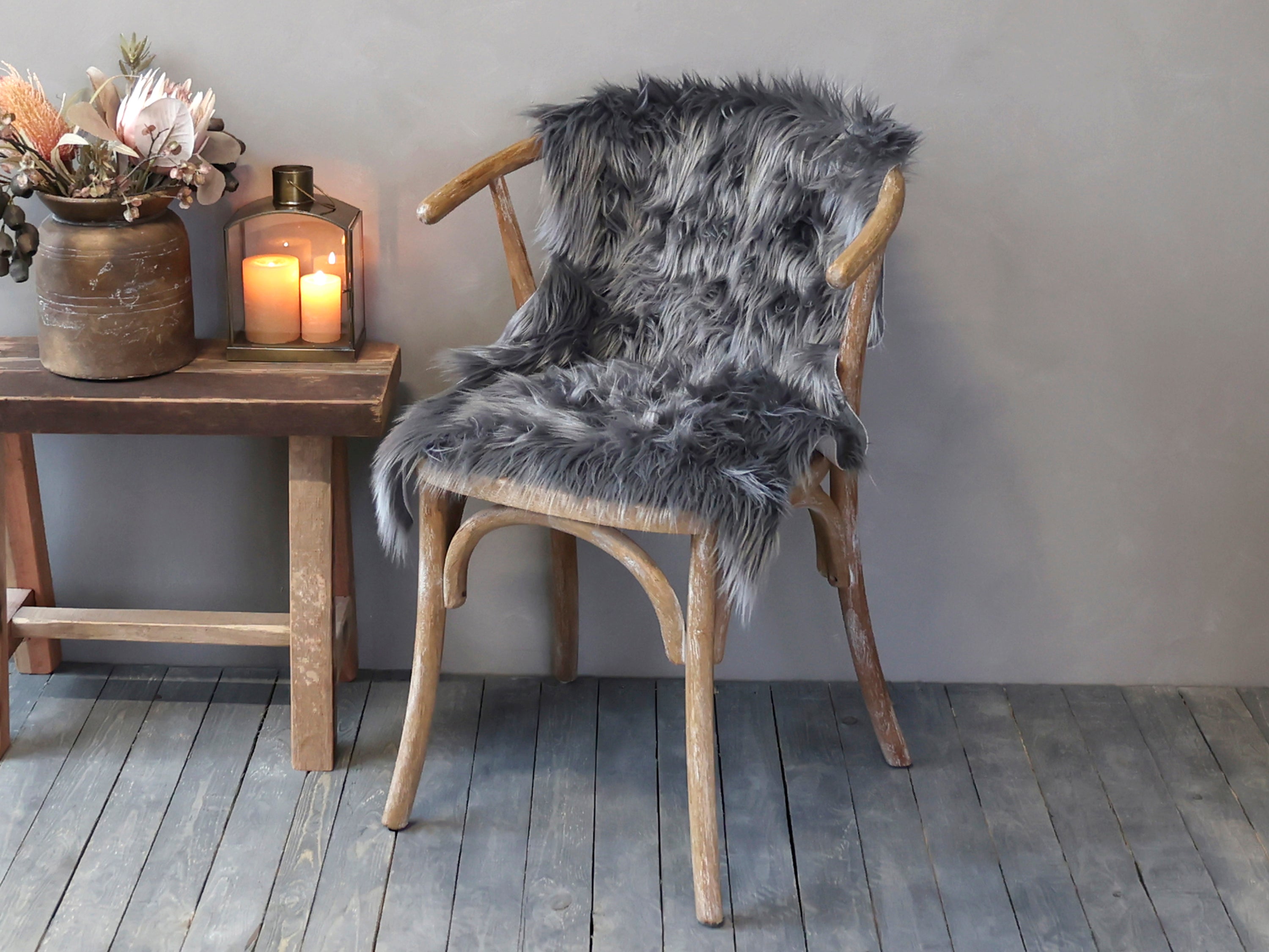 Faux fur in dark grey