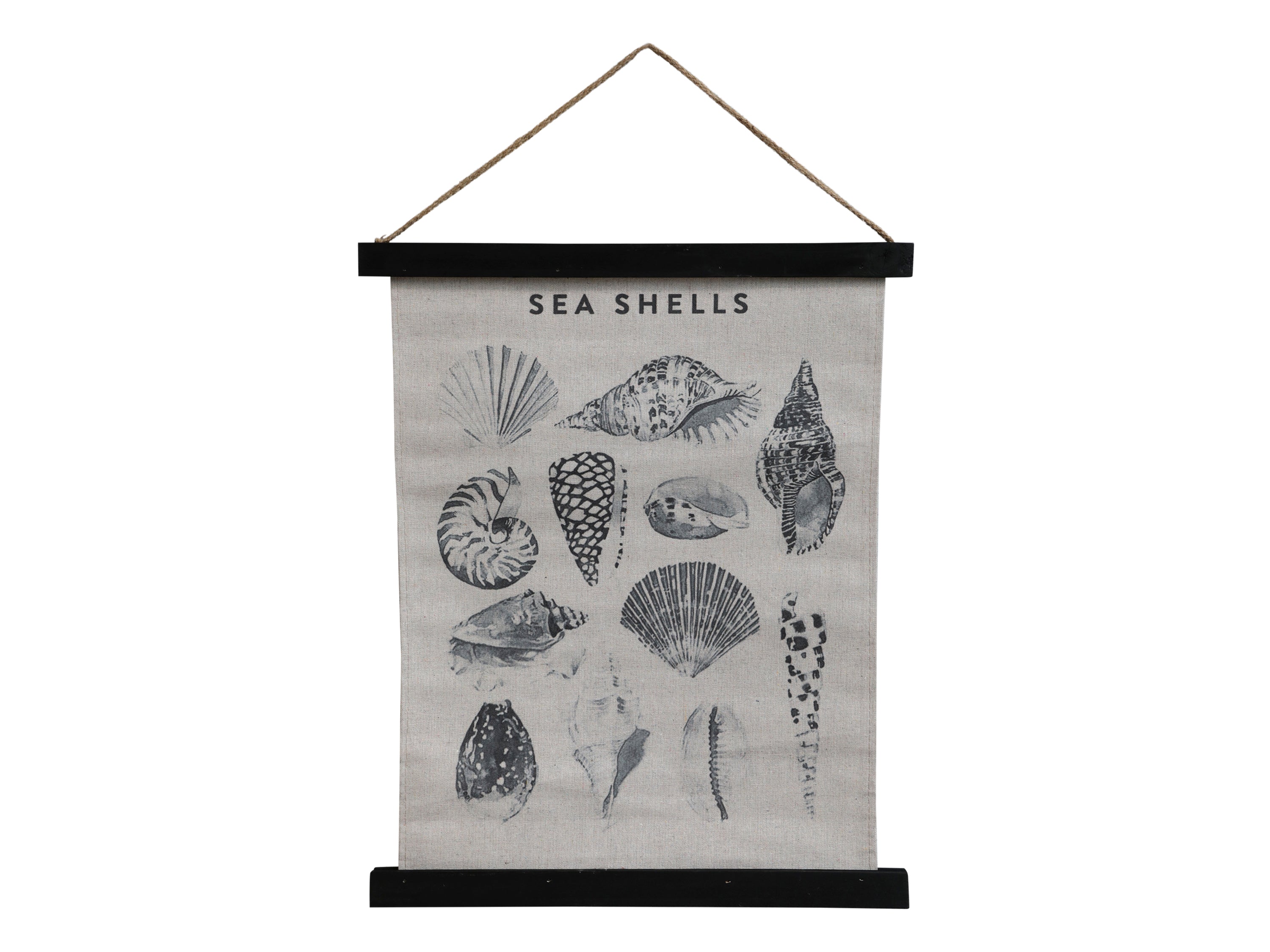 Canvas wall hanging featuring seashells