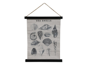 Canvas wall hanging featuring seashells