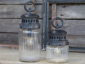 French stable lantern with bulb and timer - large