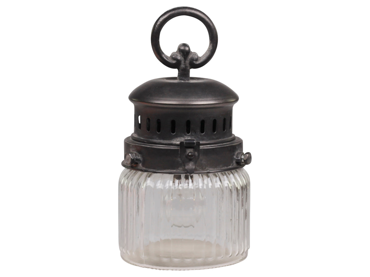 French stable lantern with bulb and timer - small