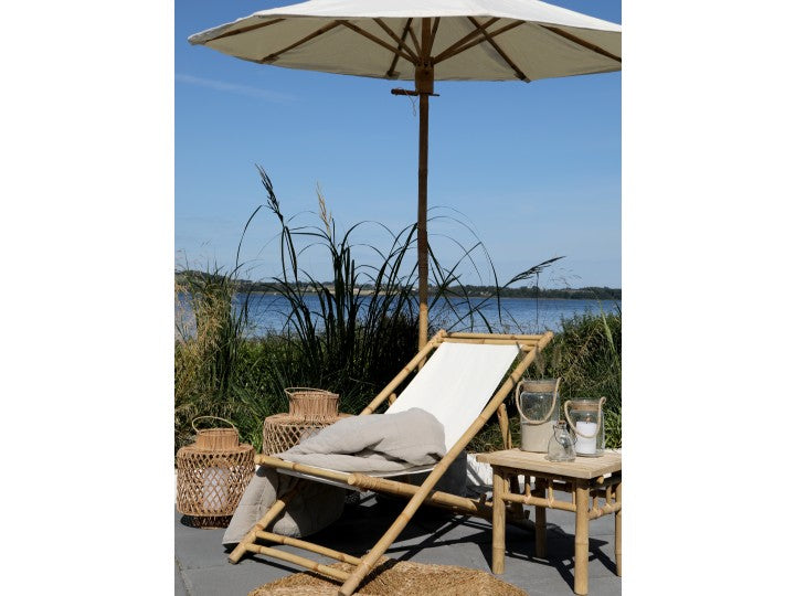 Bamboo and linen deck chairs (set of two)