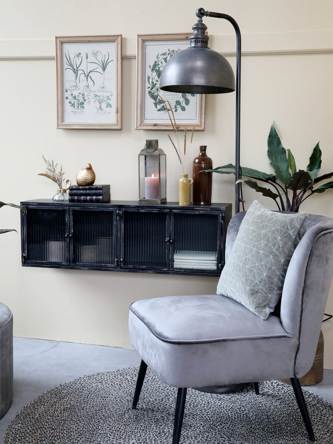 Grey Velour Lounge Chair