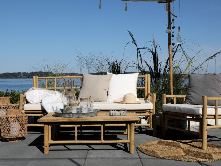 Lyon 3-seater bamboo sofa with cushion