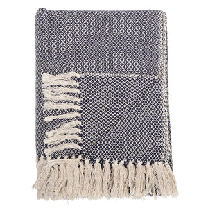Navy recycled cotton throw