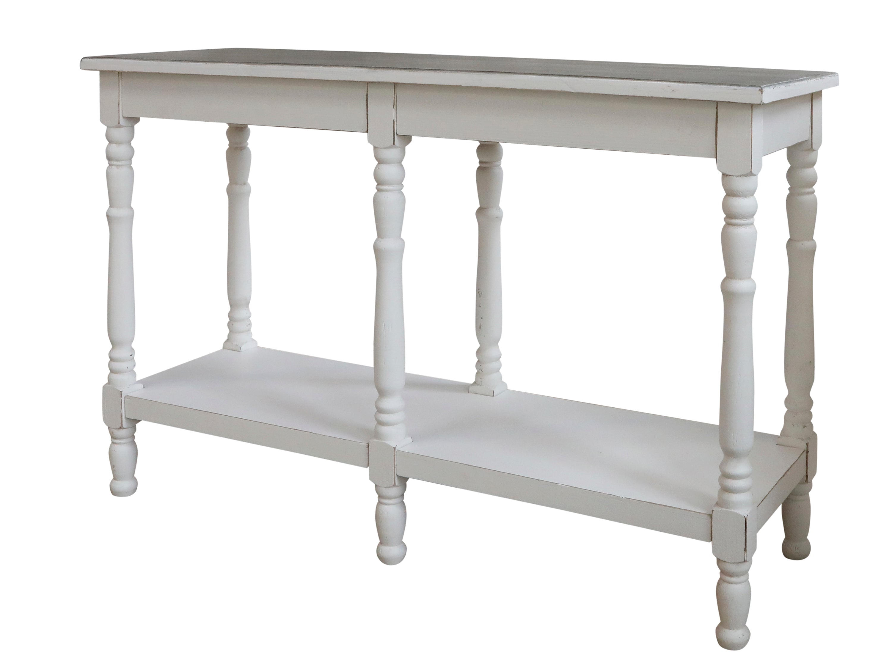 Antique white console/service table