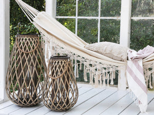 Antique cream hammock with fringes