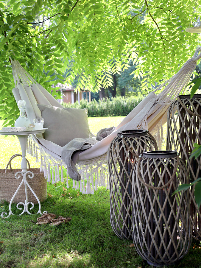 Antique cream hammock with fringes