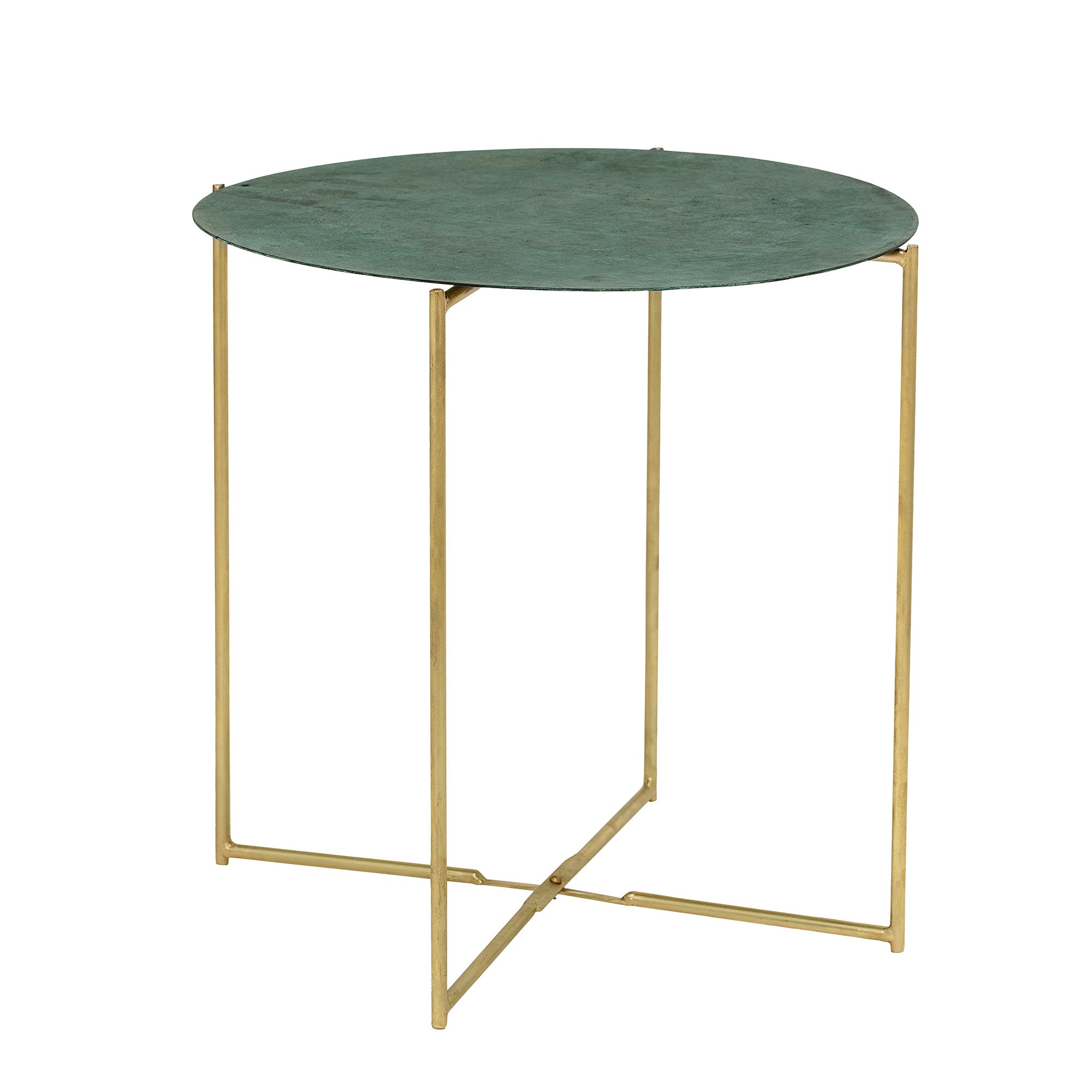 Green metal round coffee table