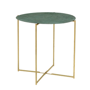 Green metal round coffee table