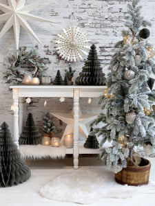 Pleated paper Christmas tree in French grey - small