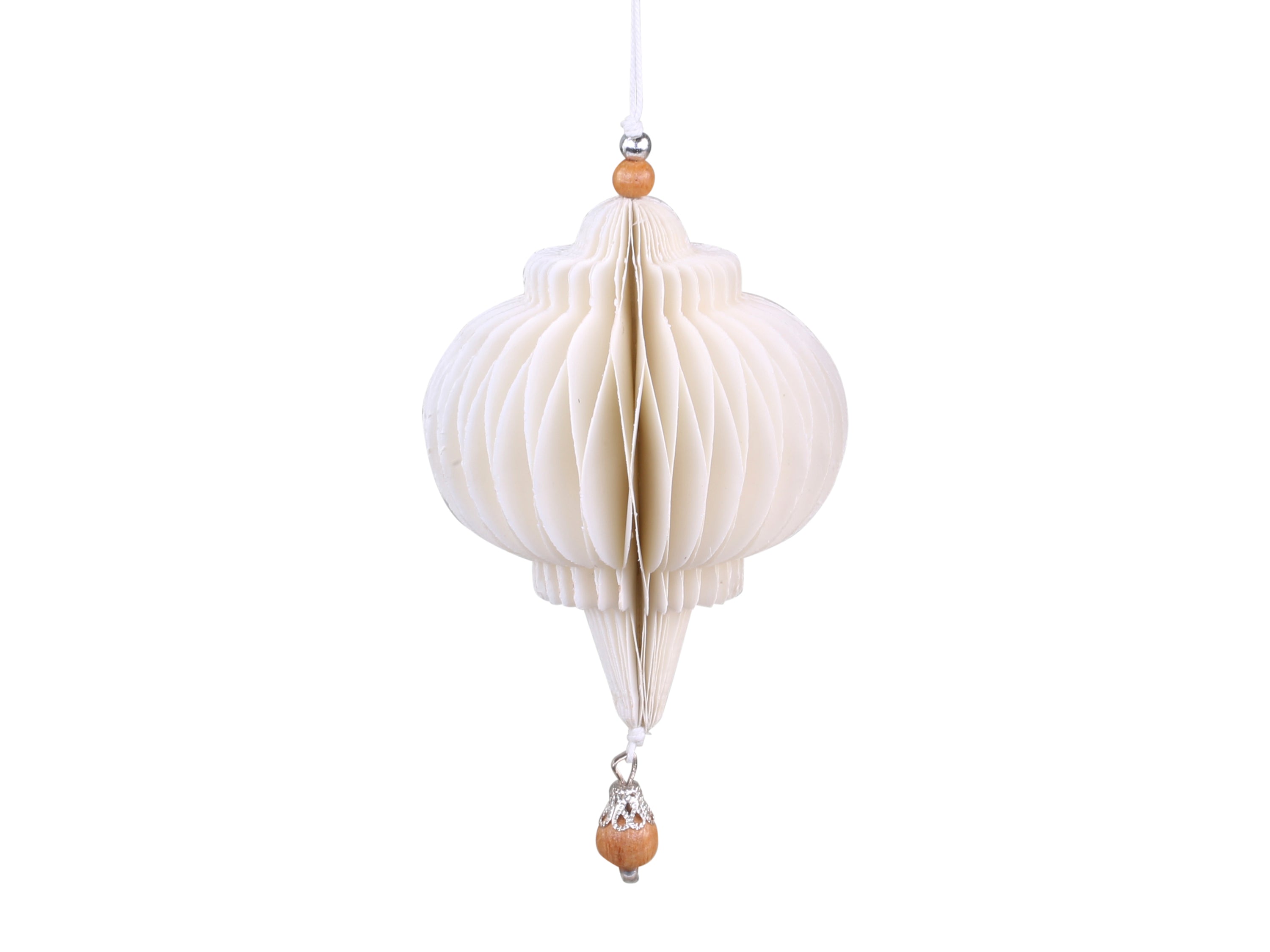 Paper drop ornament with wooden pearl