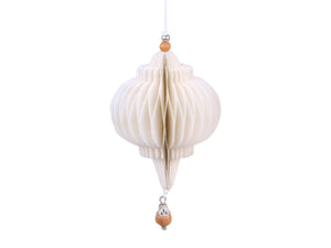 Paper drop ornament with wooden pearl