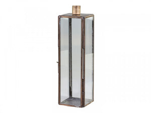 Glass and brass candlestick holder