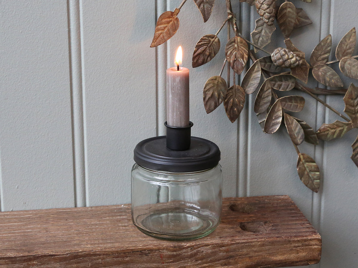 Candlestick with glass jar holder