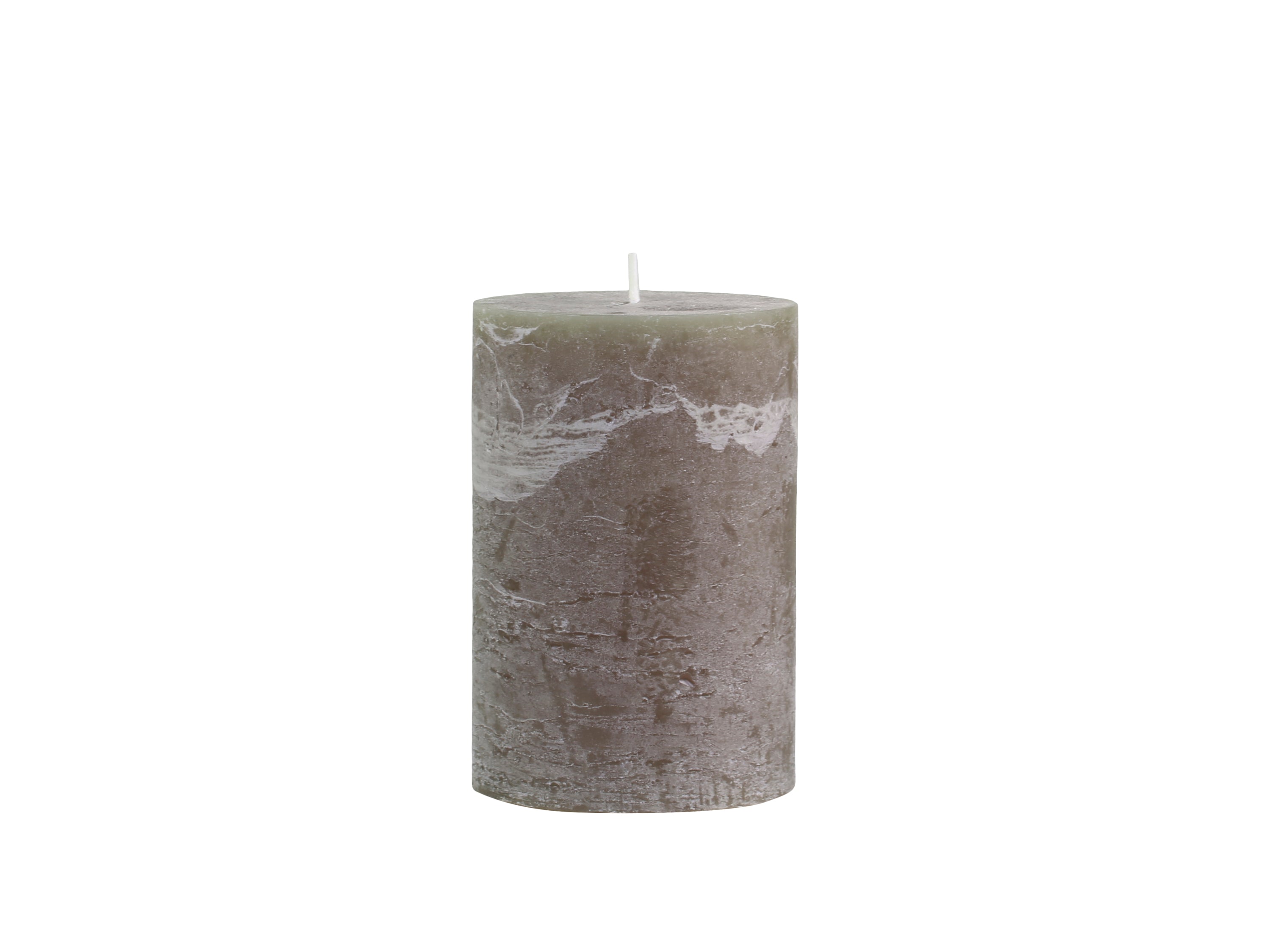 Rustic pillar candle in olive