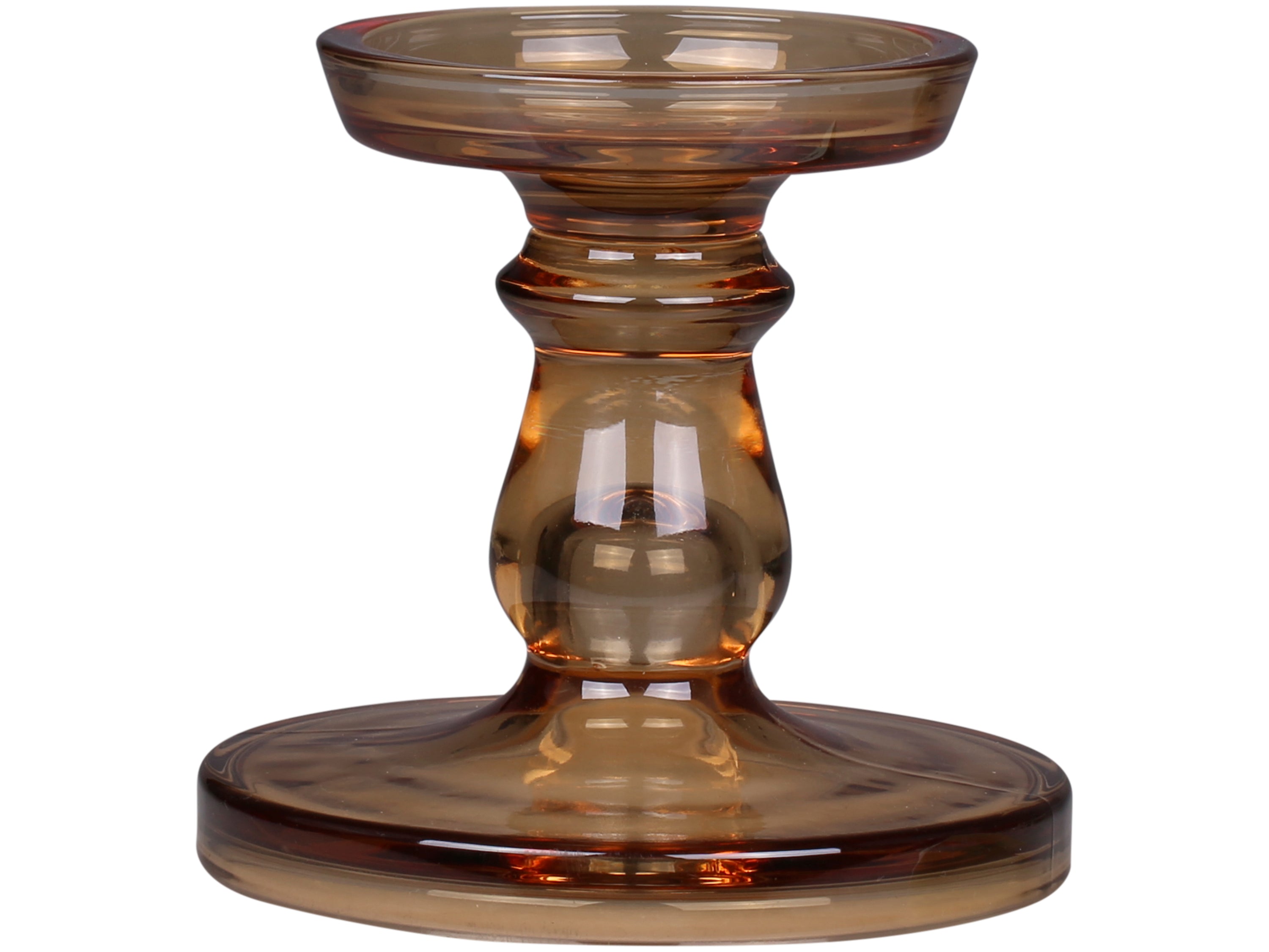 Caramel glass candlestick for pillar candle - short