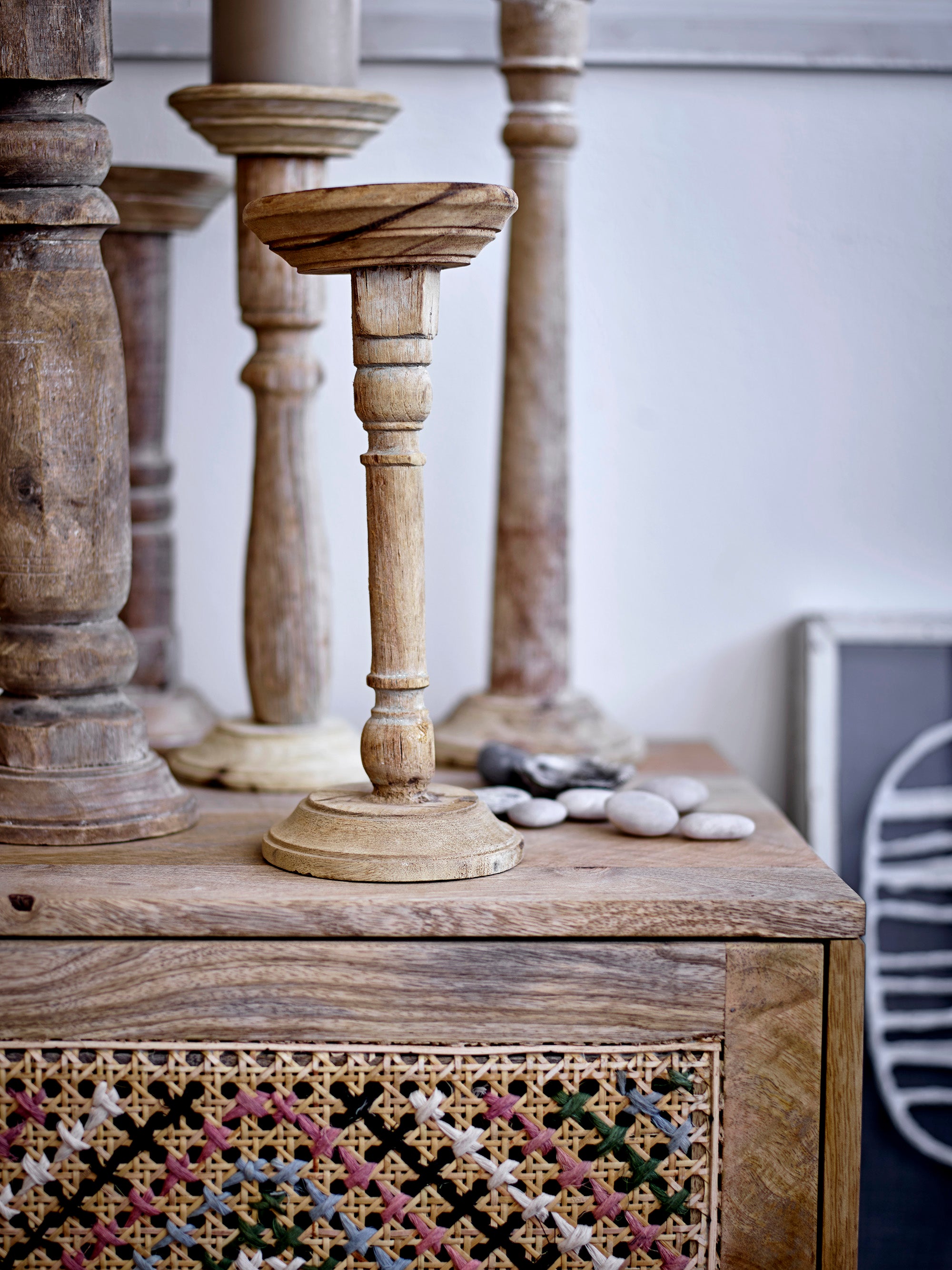 Natural recycled wooden candle holders - large/medium