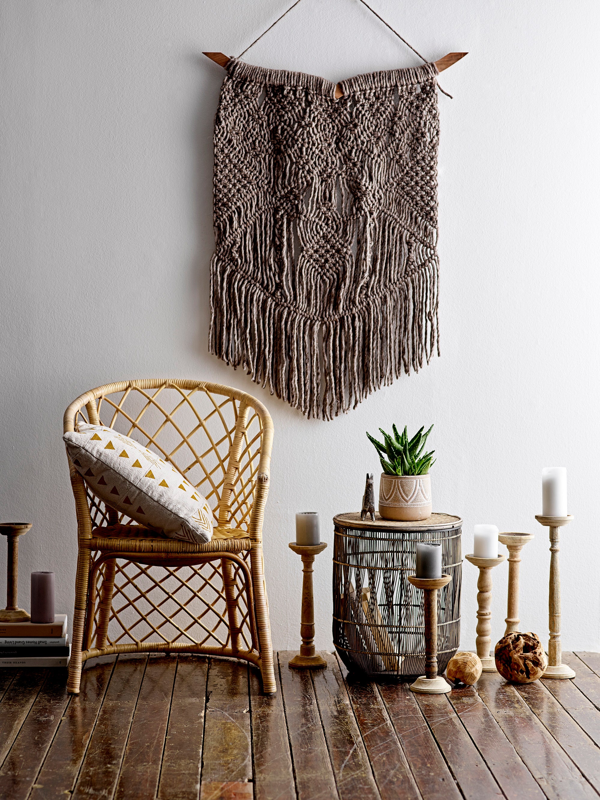 Natural recycled wooden candle holders - large/medium