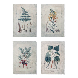 Blue floral poster with wooden hanger - assorted