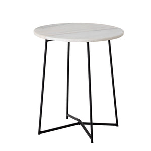 White marble side table