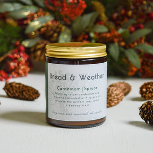 Bread and Weather Essential Oil Candle - Cardamom Spruce Boxed Candle