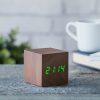 Cube Click Clock - walnut with green LED