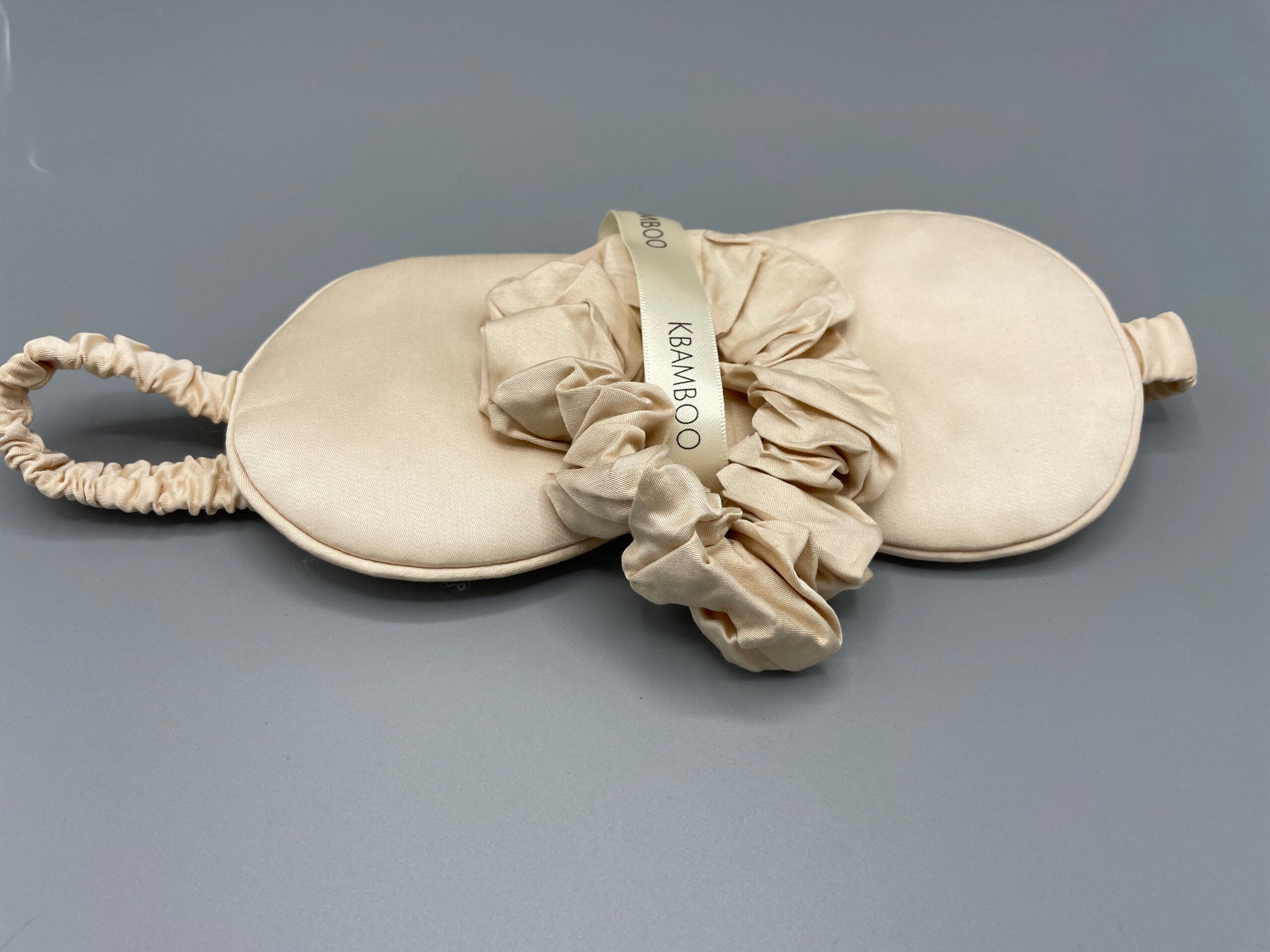 Organic Bamboo Eye Mask & Scrunchie set - sand