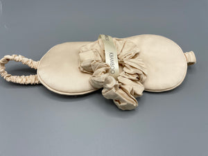 Organic Bamboo Eye Mask & Scrunchie set - sand