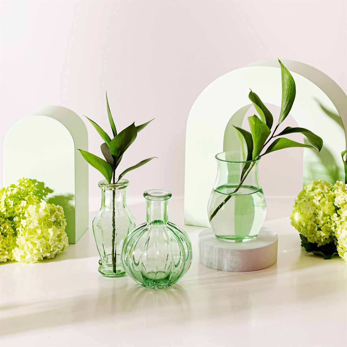 Recycled Vintage Glass Bud Vase in green - set of 3