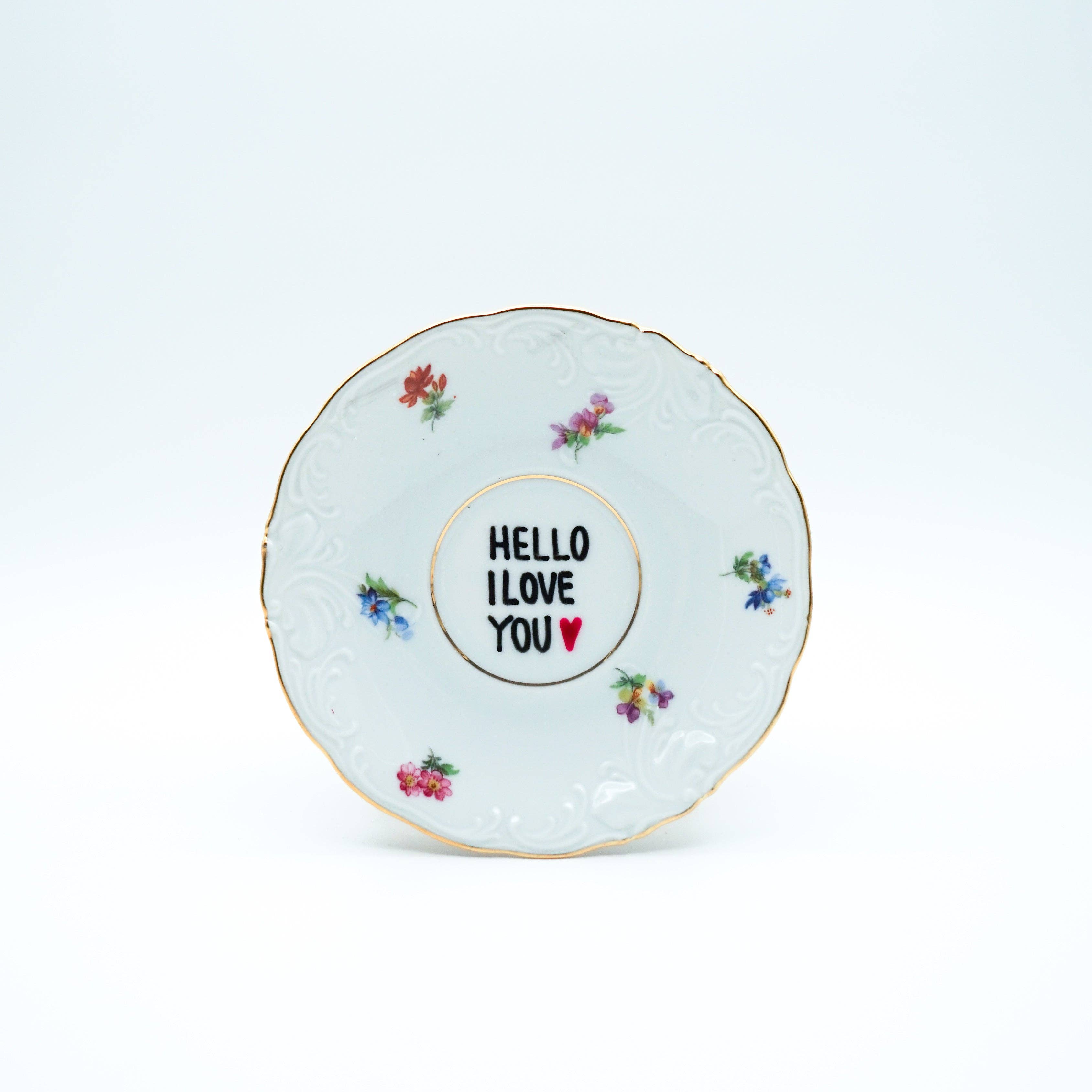 Vintage mini HELLO, I LOVE YOU wall plate