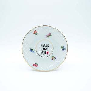 Vintage mini HELLO, I LOVE YOU wall plate