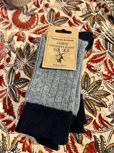 Cashmere Blend Socks - size 35-39 Grey/Navy