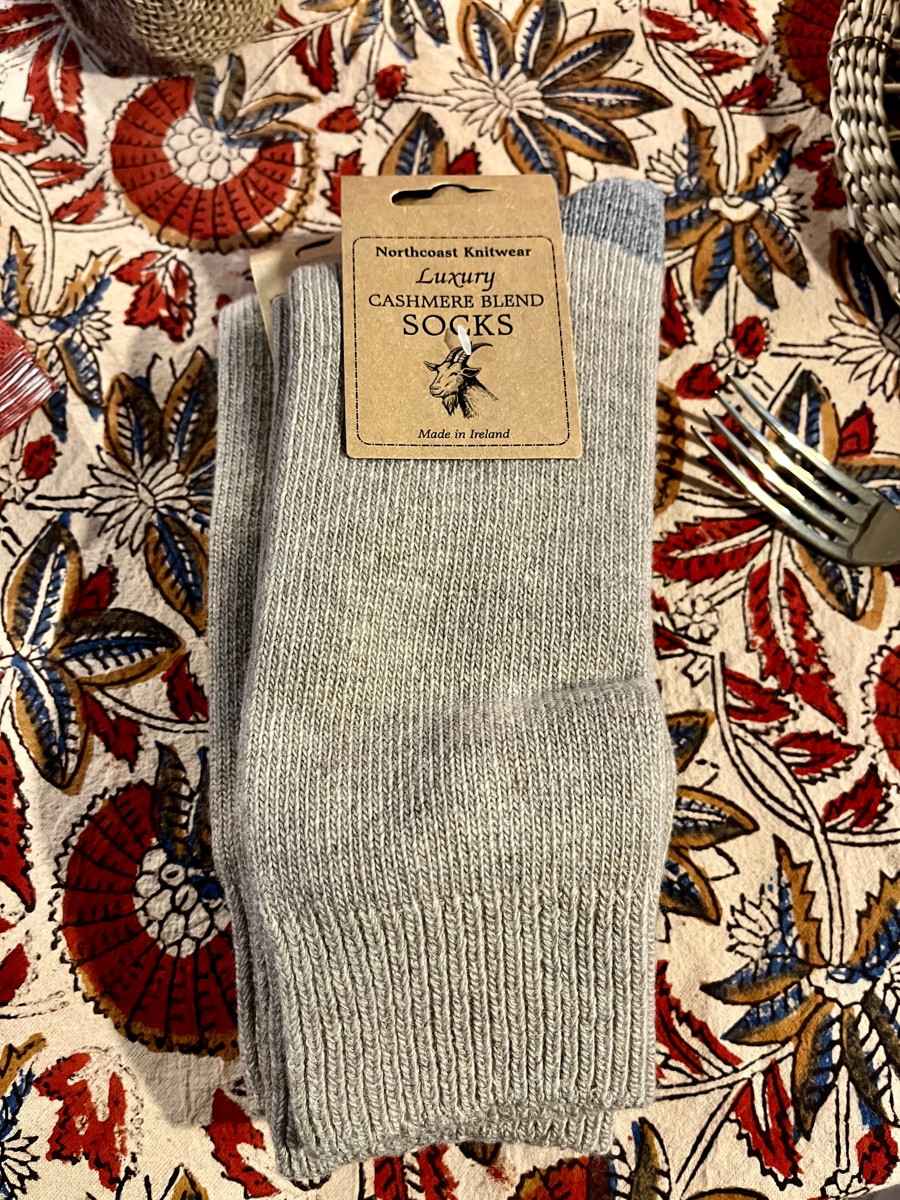Cashmere Blend Socks - size 40-45 Beige/Grey