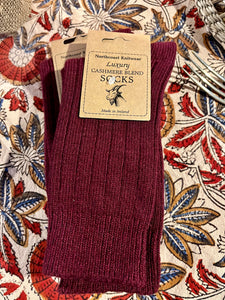 Cashmere Blend Socks - size 35-39 Burgundy